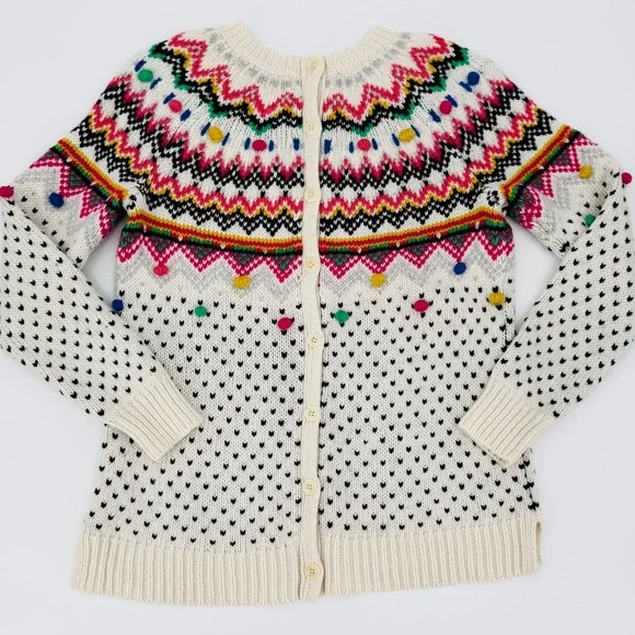 Talbot Carnival Fair Isle Pom Pom Button Back Woolen Sweater - Picture 5 of 11